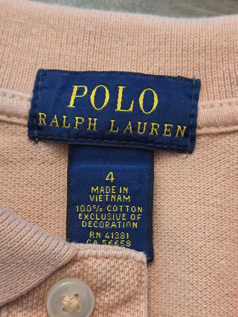 Polo by Ralph Lauren Peach Polo with Blue Pony Boys Size 4.     Sku‎ 66
